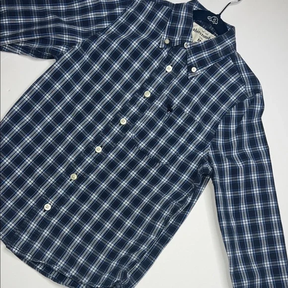Abercrombie & Fitch Men's Navy Checkered Shirt - Picture 5 of 11